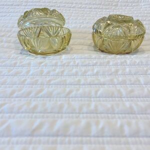 Vintage yellow cut crystal covered bowls